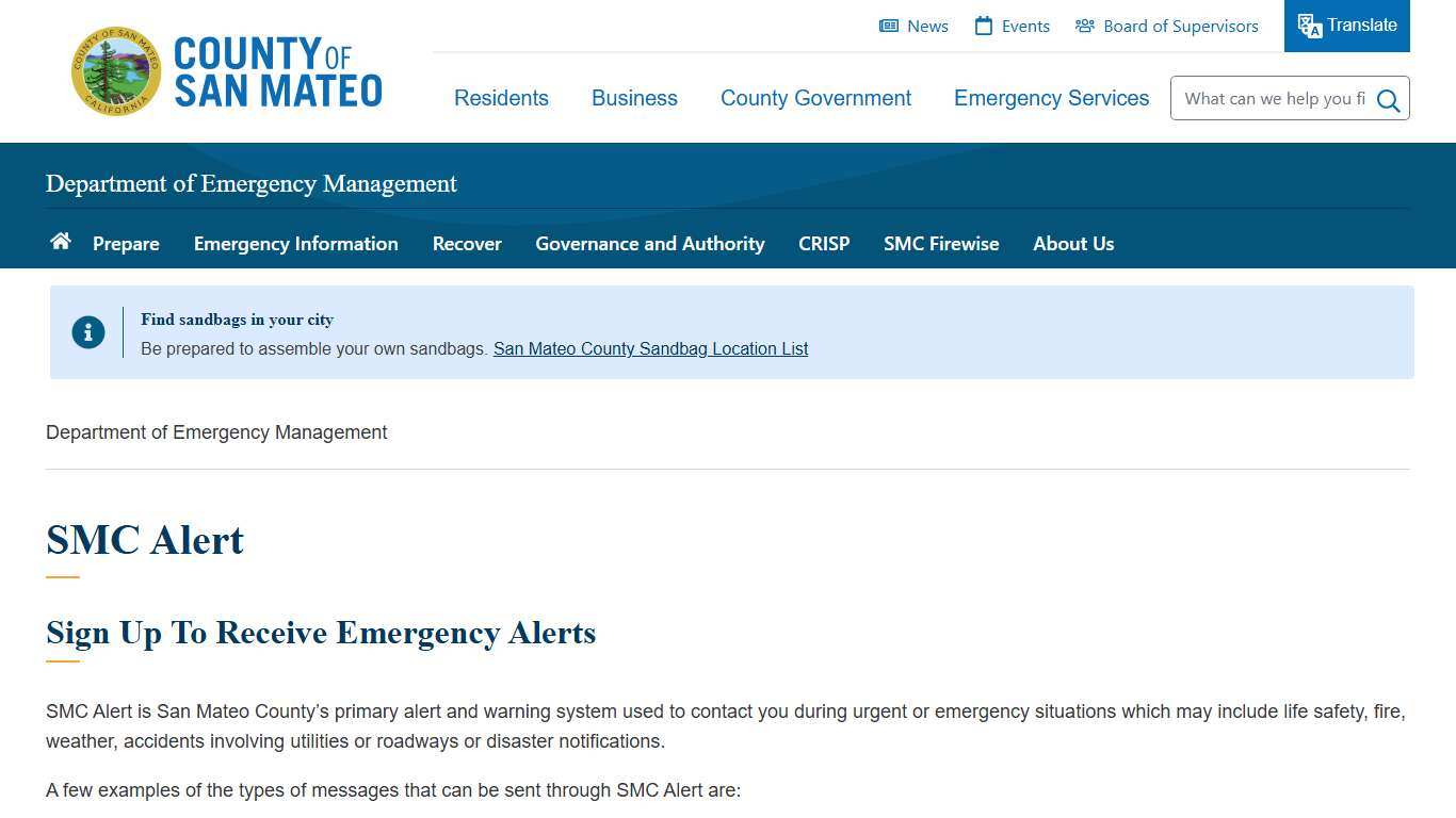SMC Alert | County of San Mateo, CA